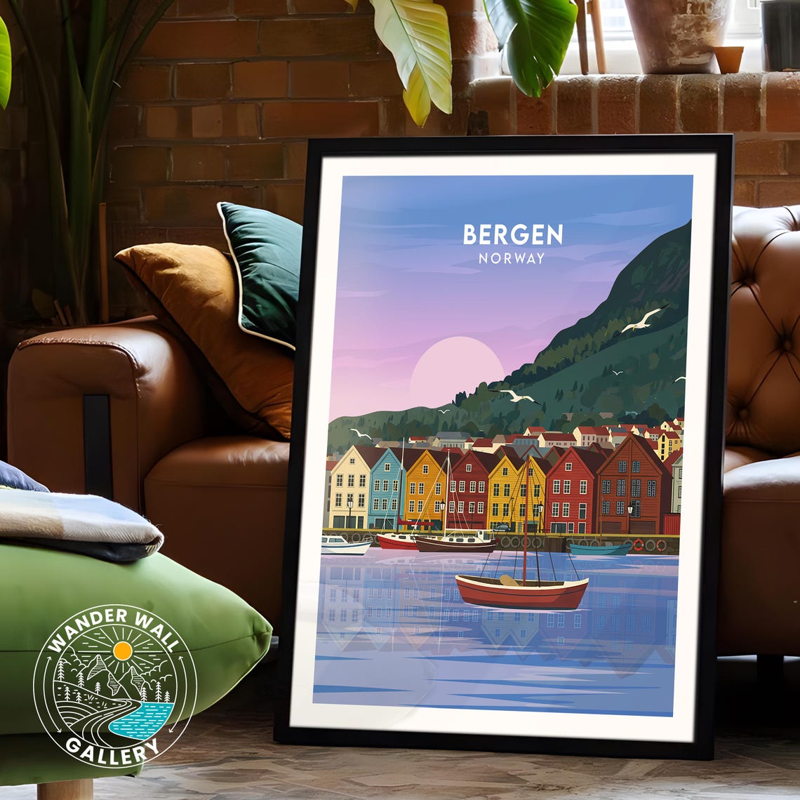 Bergen Norway Bryggen Wharf Colorful Sunset Harbor Scenic Poster - Image 6