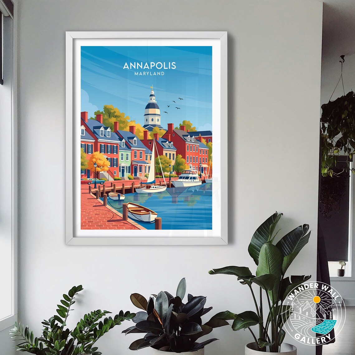 Annapolis Maryland Historic Harbor Sailboats Vintage Travel Poster - Image 3