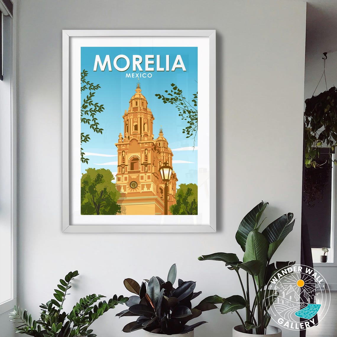 Morelia Cathedral Mexico Travel Poster Mexican Vintage Style Print Architecture Wall Art Personalized Home Decor Gift - Image 3