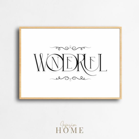Wonderful Elegant Black White Serif Word Art Typography Wall Art