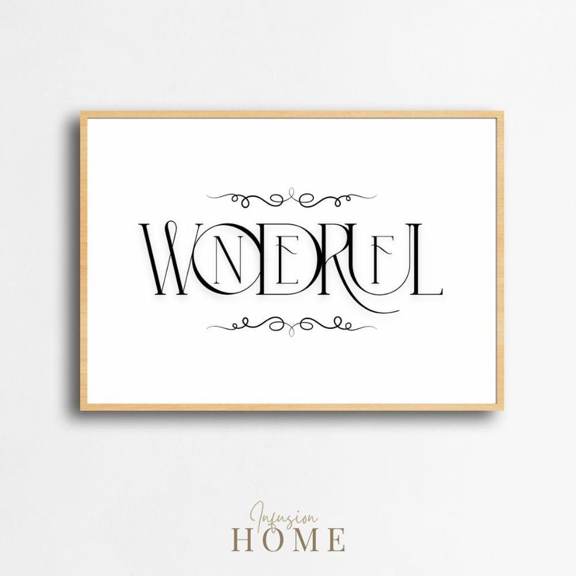 Wonderful Elegant Black White Serif Word Art Typography Wall Art