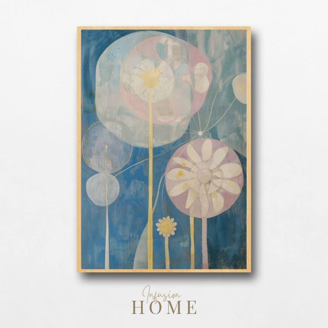 Pastel Floral Art Print Abstract Nordic Garden