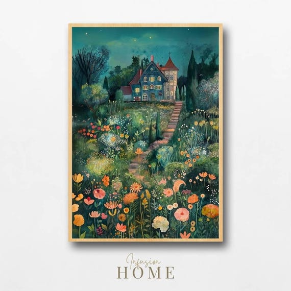 Twilight Floral Garden Art Print