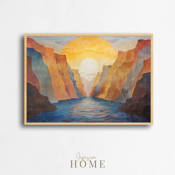 Golden Canyon Sunrise Abstract Landscape Art Print