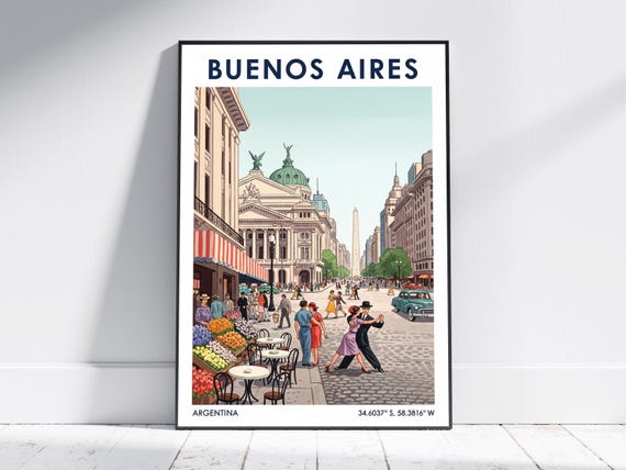 Buenos Aires Travel Poster Vintage Argentina Wall Art Print Retro Home Decor For Living Room Or Office Modern Gift