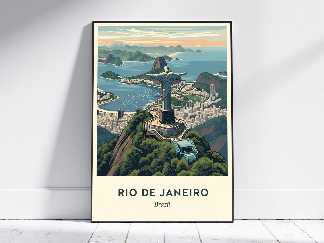 Christ The Redeemer Rio De Janeiro Guanabara Bay Aerial Poster