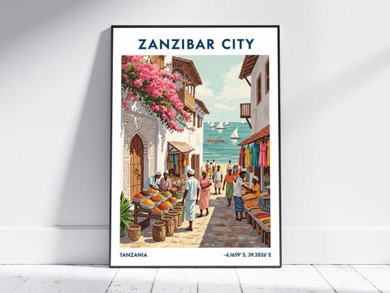 Zanzibar City Tanzania Travel Art Print Vintage Poster Modern Wall For Home Decor Interior Gift