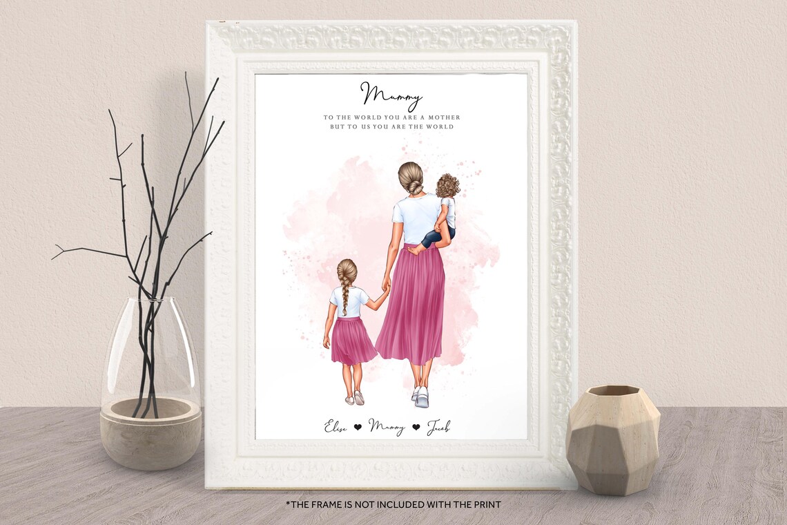 Mommy To The World You Are A Mother Custom Mom Kids Portrait Print