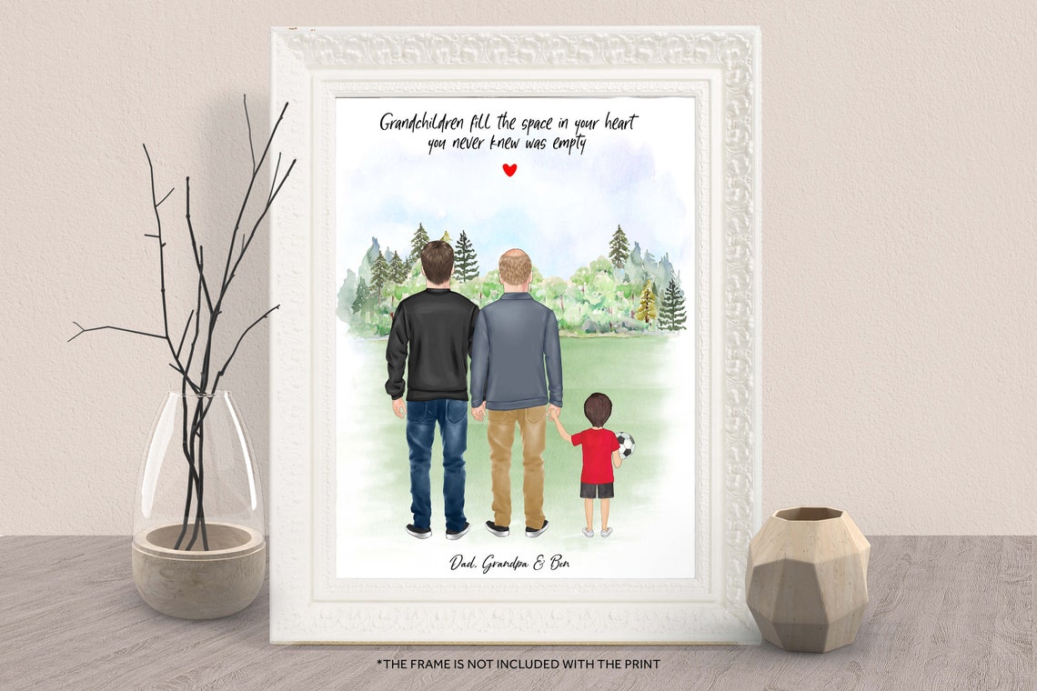 Personalized Dad Grandpa and Grandson Soccer Walk Print Gift