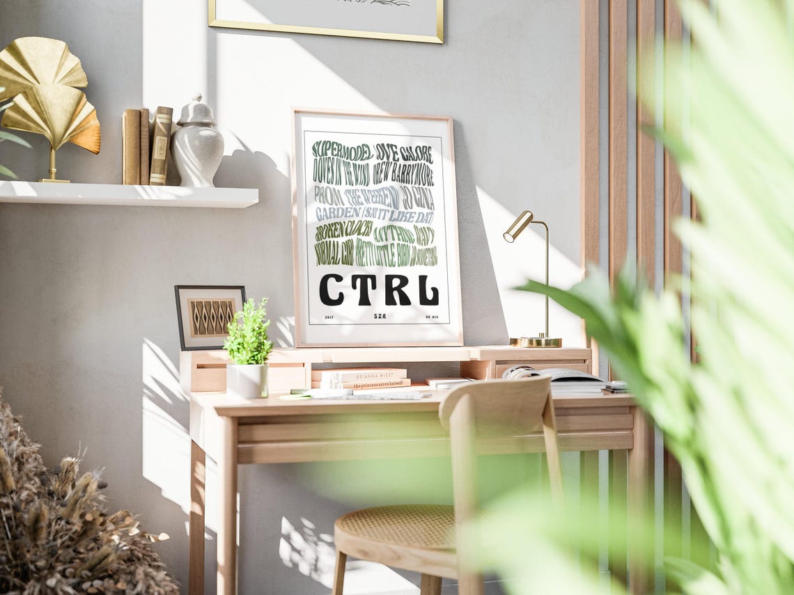 SZA Ctrl Album Tracklist Wavy Typography Minimalist RNB Art Poster - Image 2