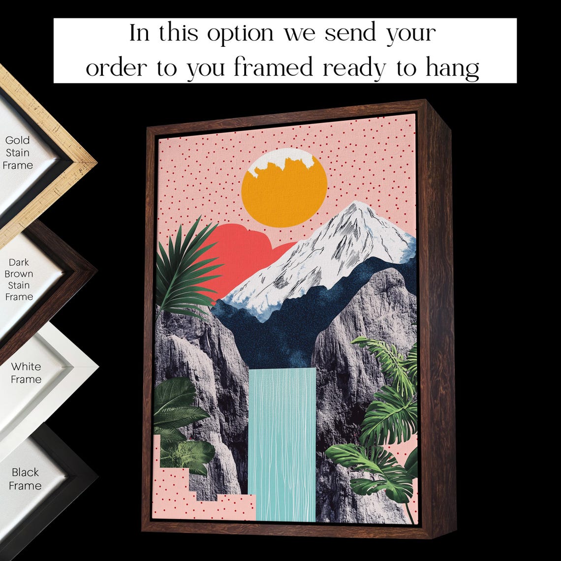 Abstract Mountain Waterfall Collage Geometric Landscape Poster - Image 2