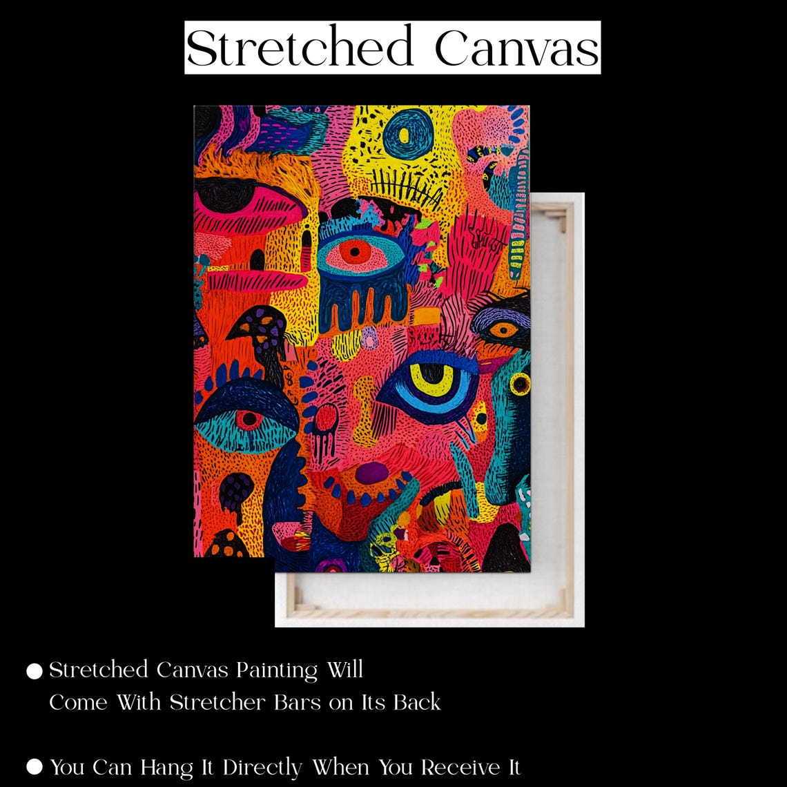 Psychedelic Colorful Trippy Eye Pattern Abstract Modern Boho Wall Art - Image 2