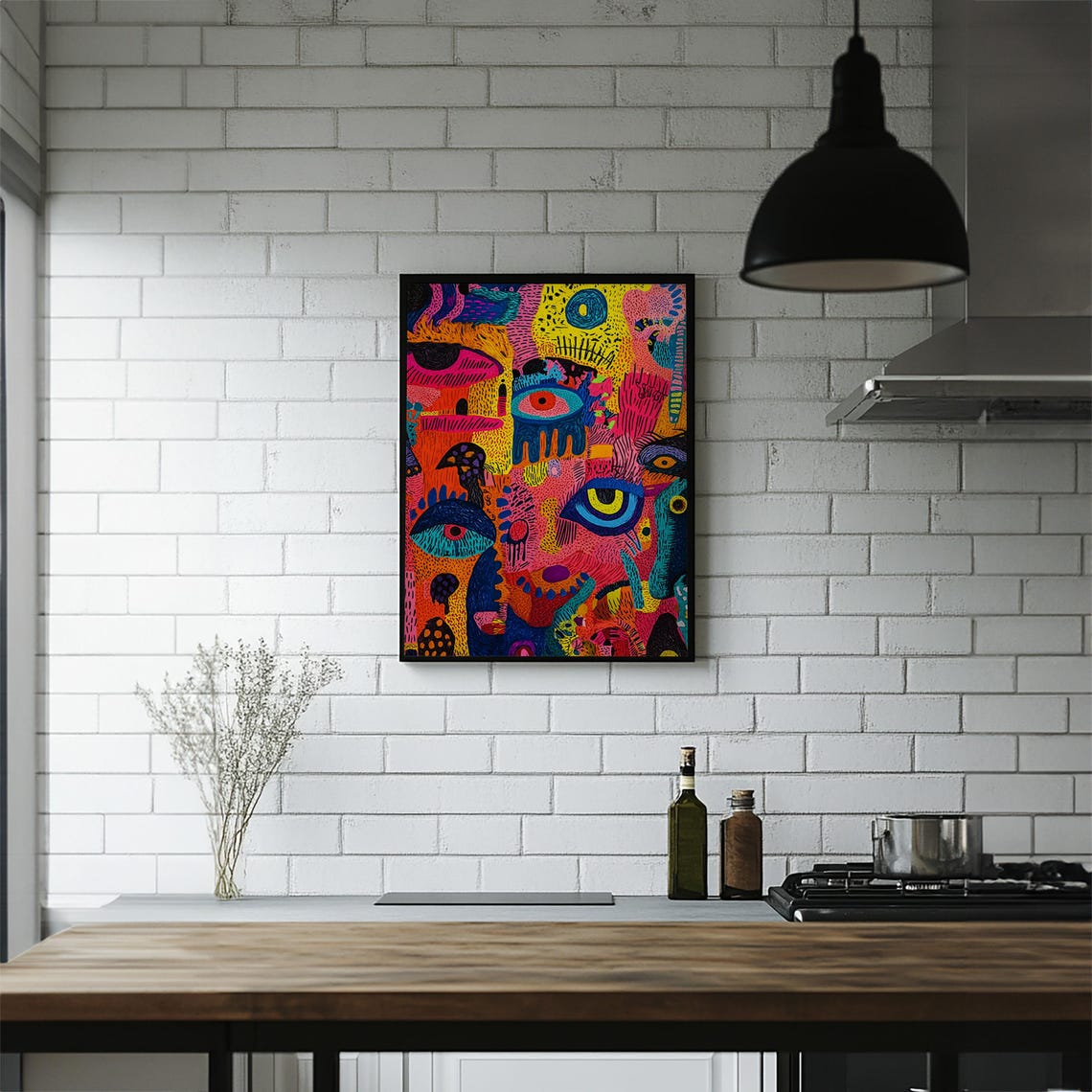 Psychedelic Colorful Trippy Eye Pattern Abstract Modern Boho Wall Art - Image 6