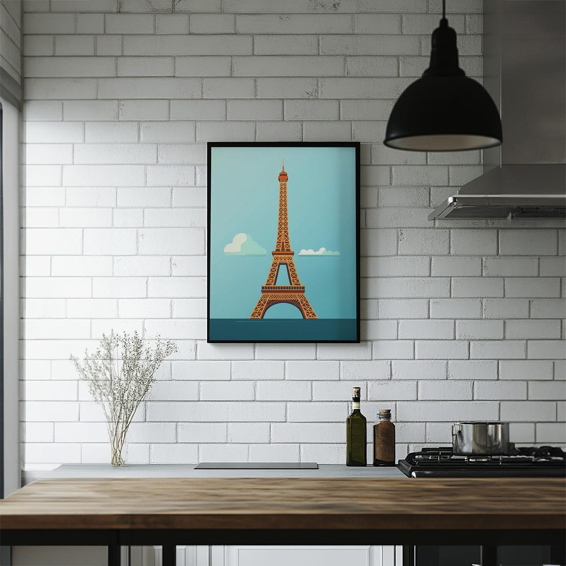 Minimalist Eiffel Tower Blue Paris Travel City Landmark Poster - Image 5