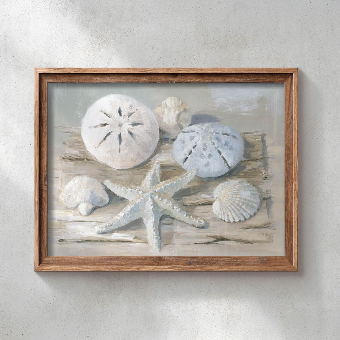 Coastal Seashell Still Life, Neutral Beach House Art Print