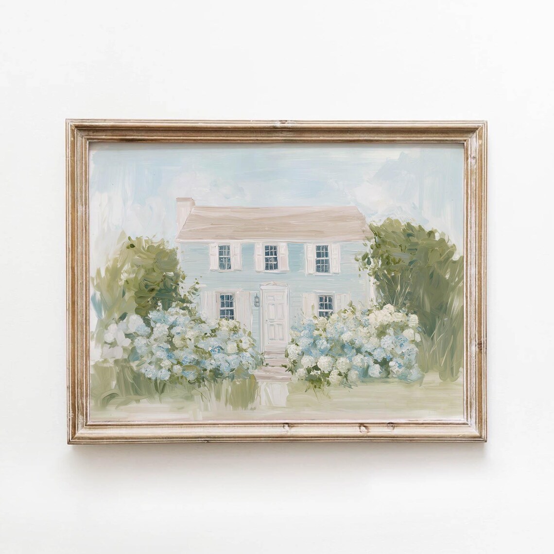 Pastel Blue Farmhouse Wall Art Print, Vintage Decor
