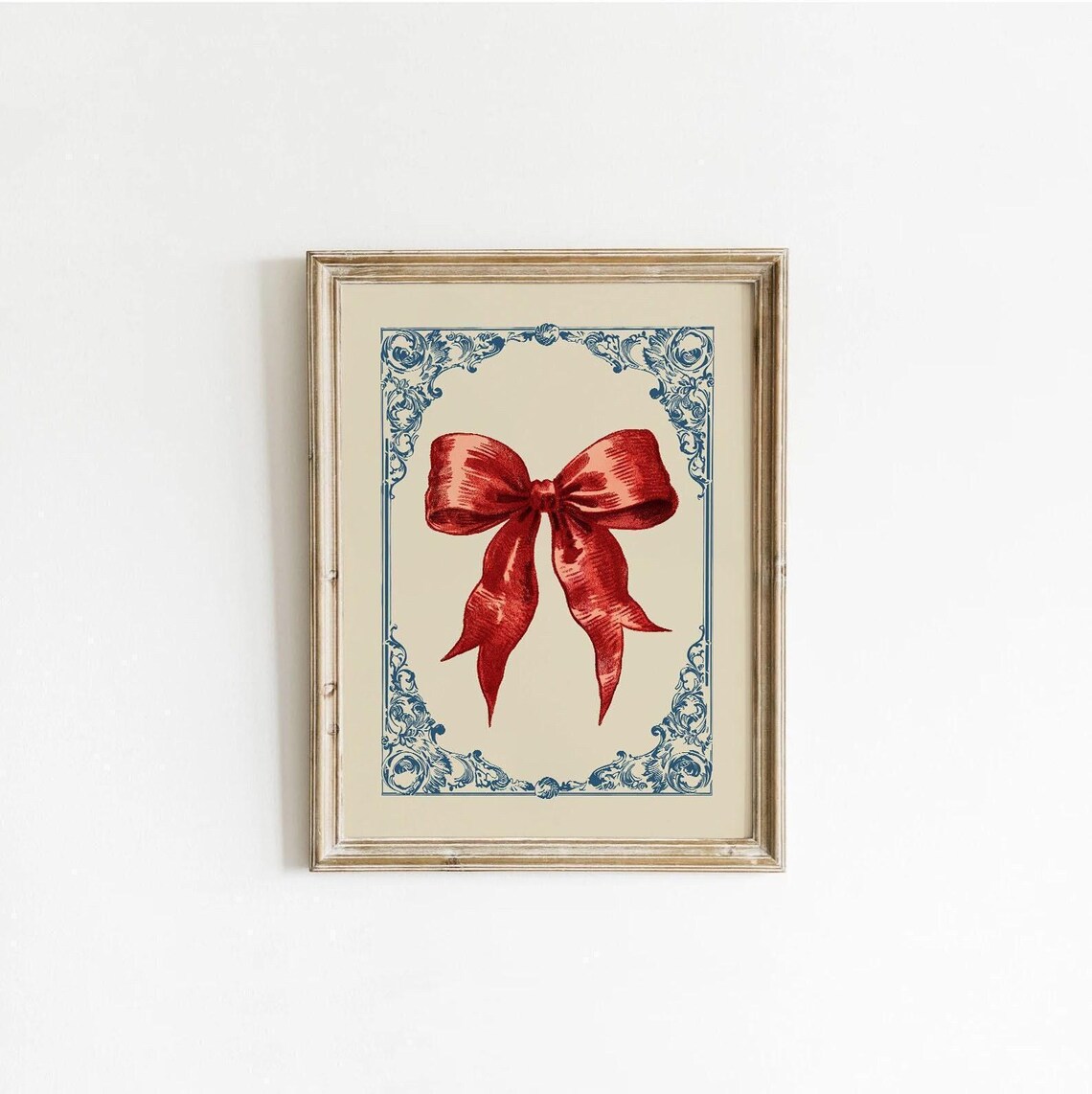 Vintage Red Bow Art Print, Retro Glam Decor