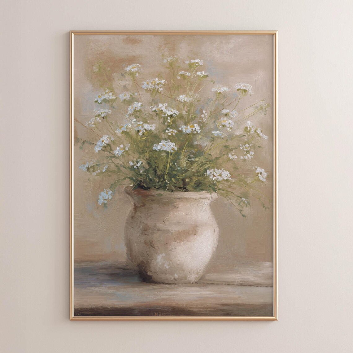 Wildflower Botanical In Clay Pot, Vintage Poster Print
