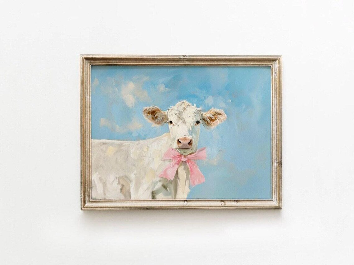 Preppy Cow Poster, Classic Americana Dorm Decor
