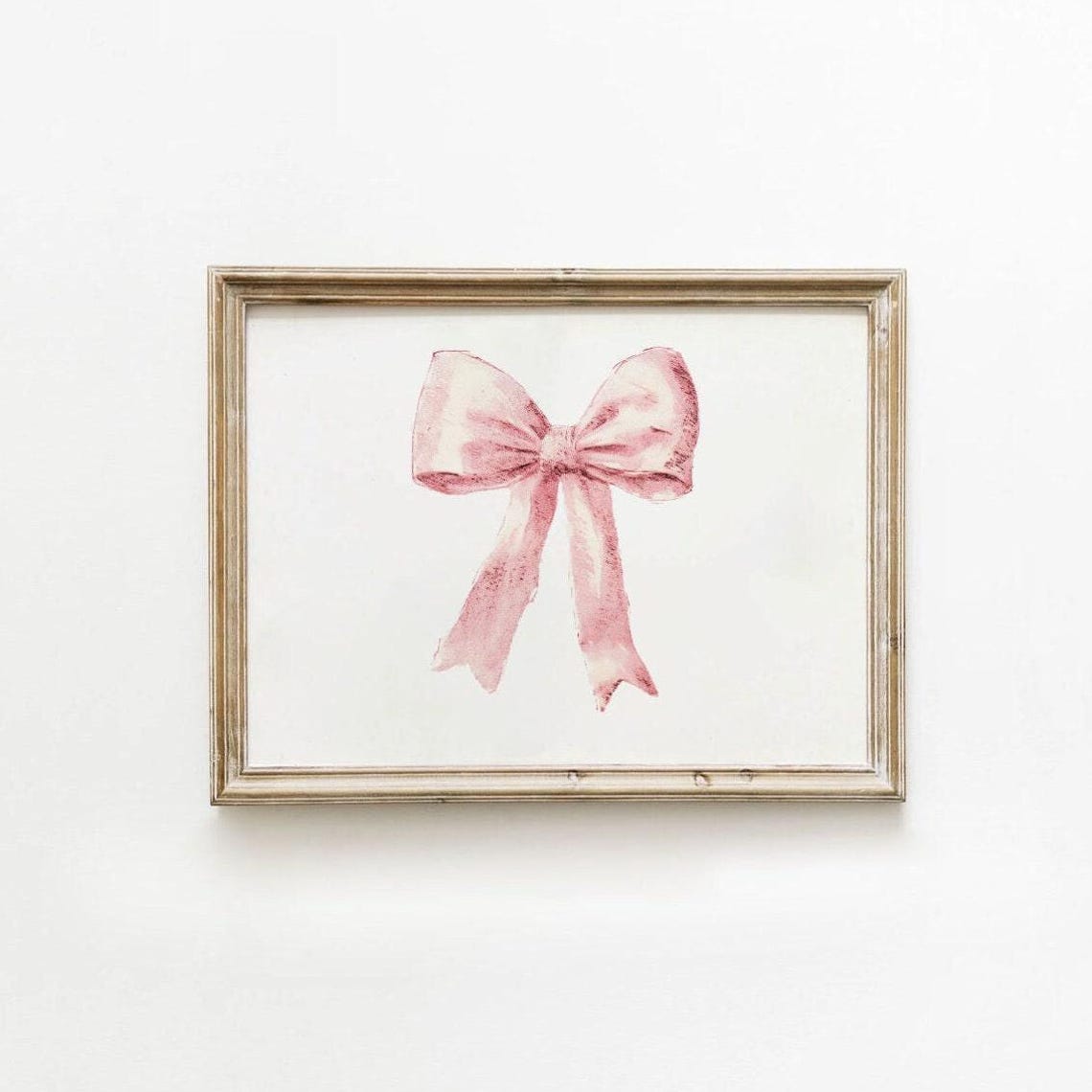 Pink Watercolor Bow Horizontal Coquette Nursery Decor Poster