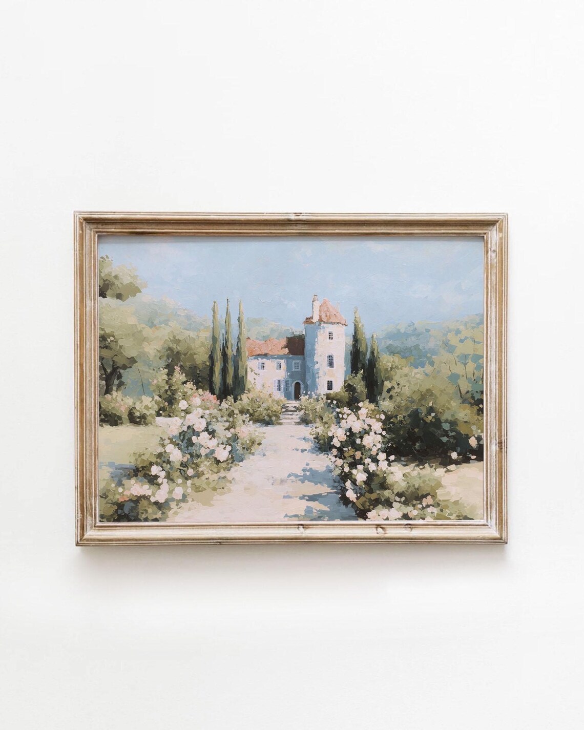 French Chateau Vintage Spring Landscape Art Print