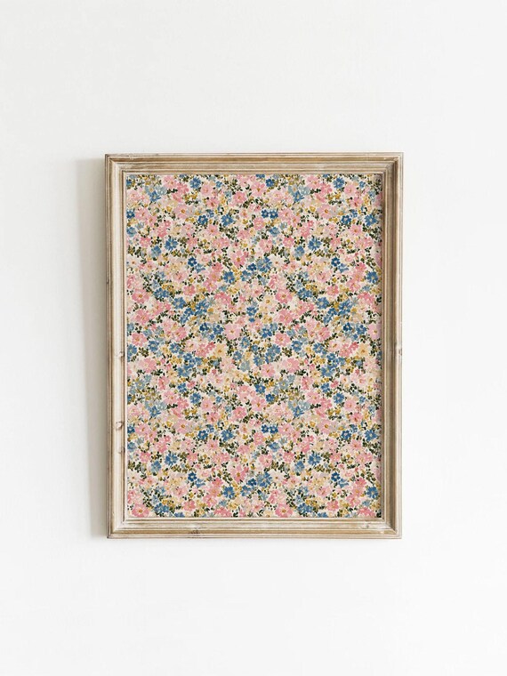 Ditsy Floral Pattern Pastel Tiny Flowers Vintage Fabric Art Poster
