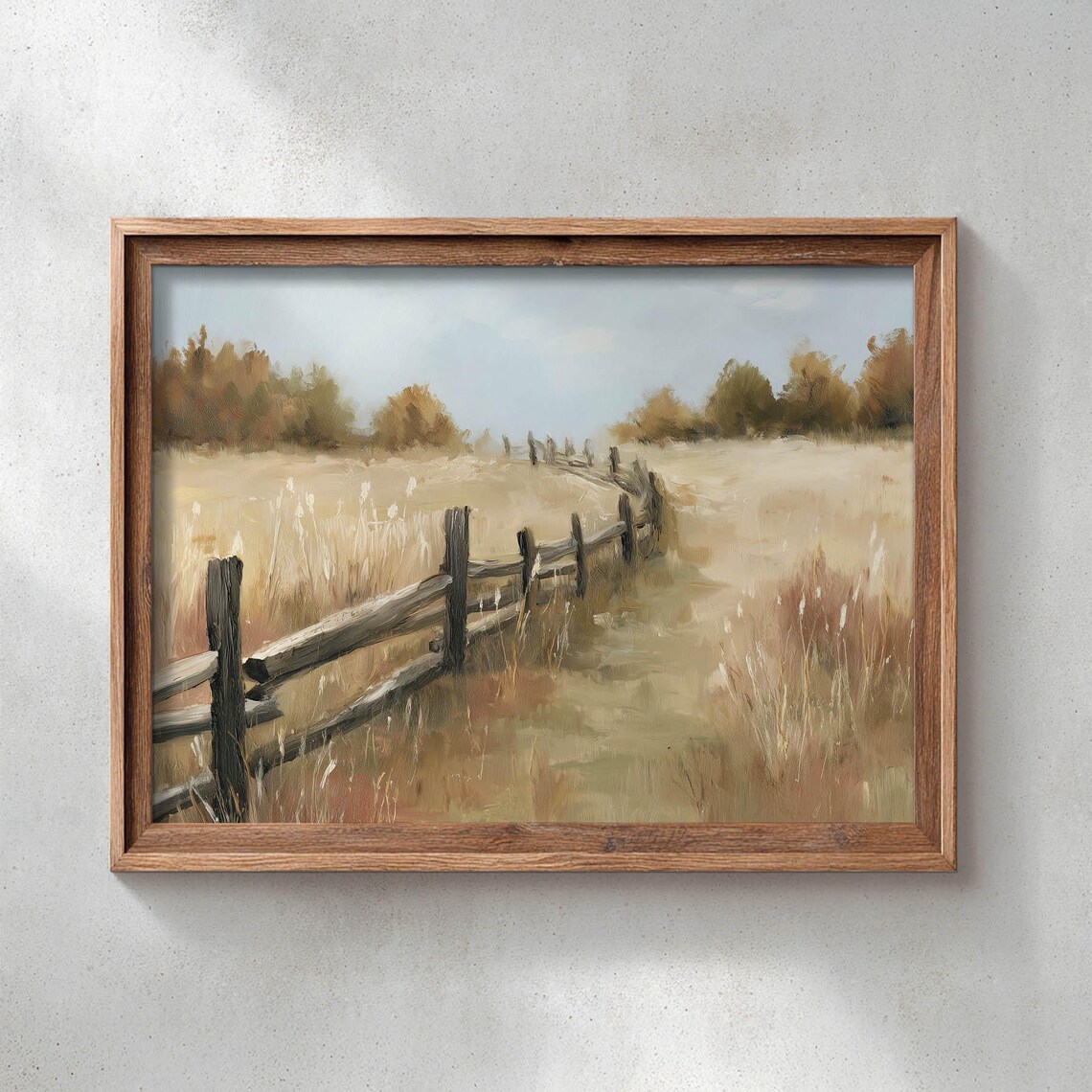 Rustic Splitrail Fence Autumn Meadow, Cottage Landscape