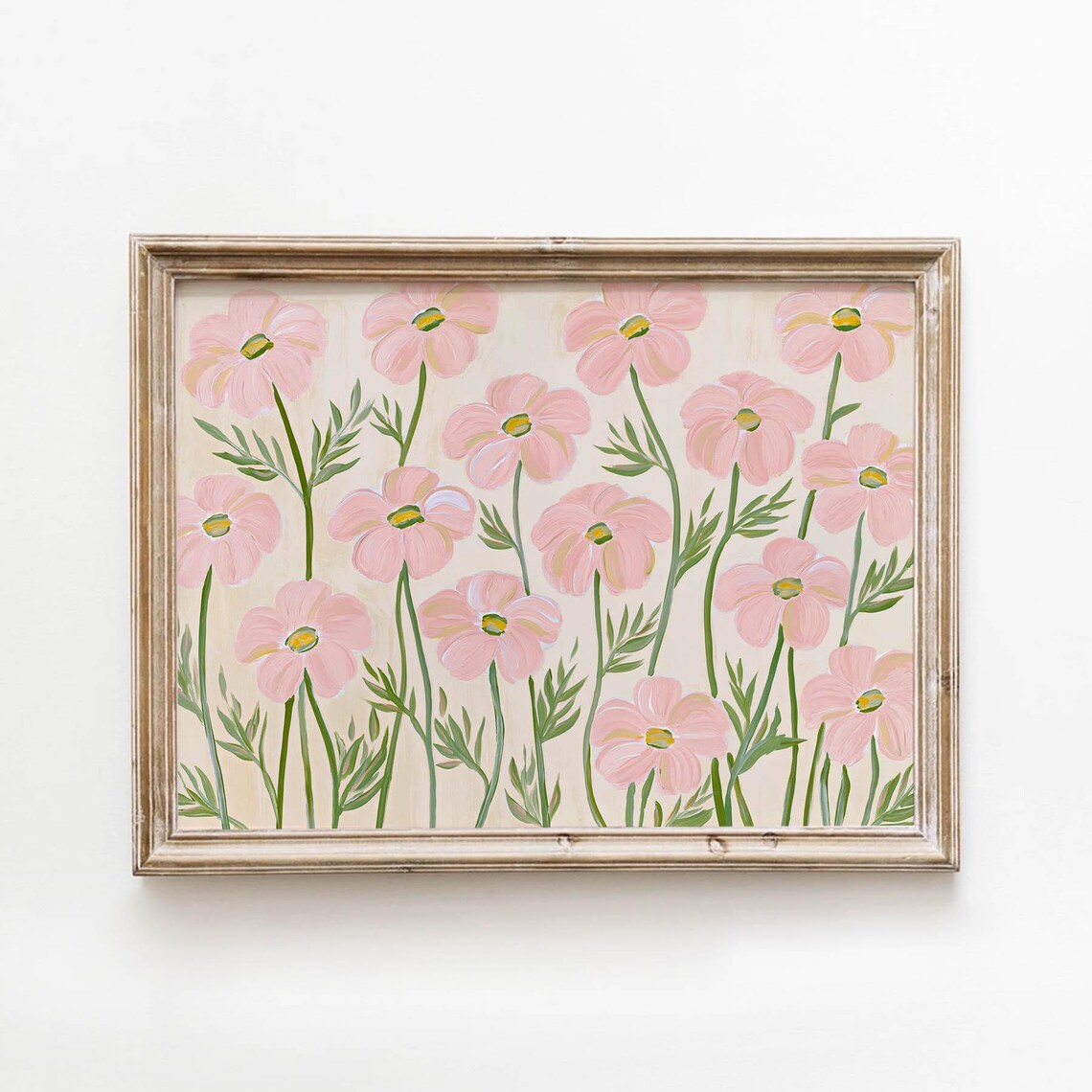 Soft Pink Cosmos Flowers Meadow Cottage Garden Art Floral Poster