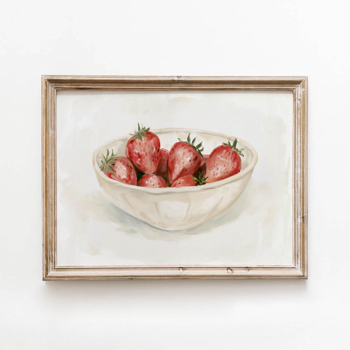Strawberries In Ceramic Bowl Vintage Still Life Kitchen Poster