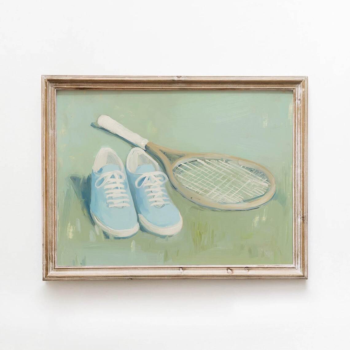 Pastel Sporty Tennis Racket, Vintage Poster Print