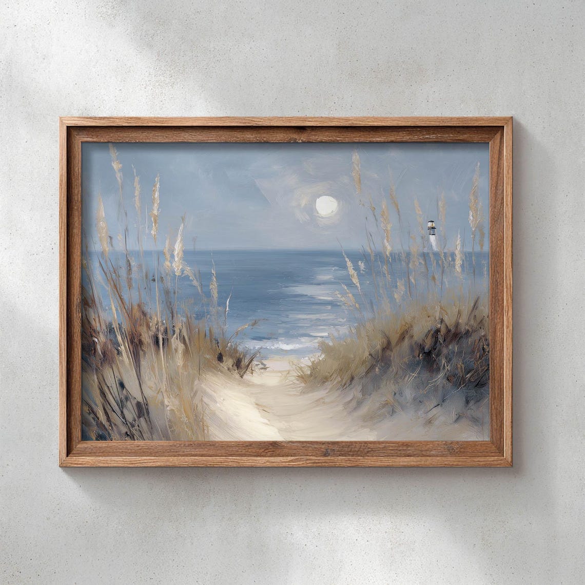 Moonlit Coastal Beach Path To The Ocean Dune Moonrise Poster