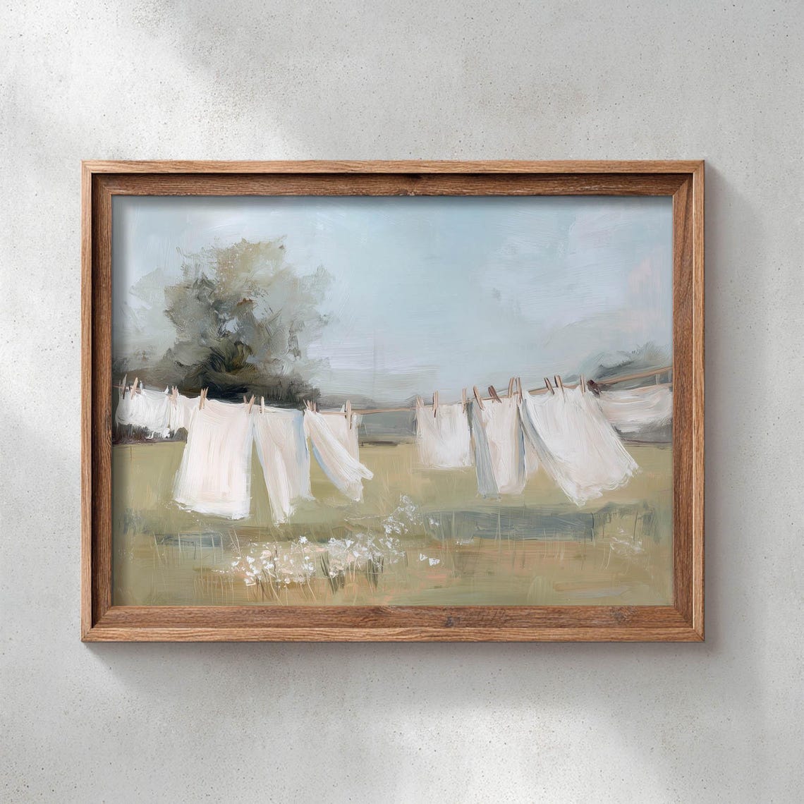 White Linens Clothesline Meadow Breeze Vintage Cottagecore Poster