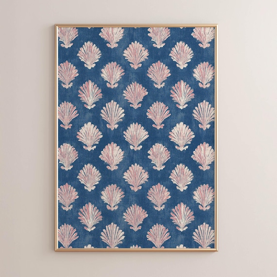 Nautical Seashell Pattern, Vintage Poster Print
