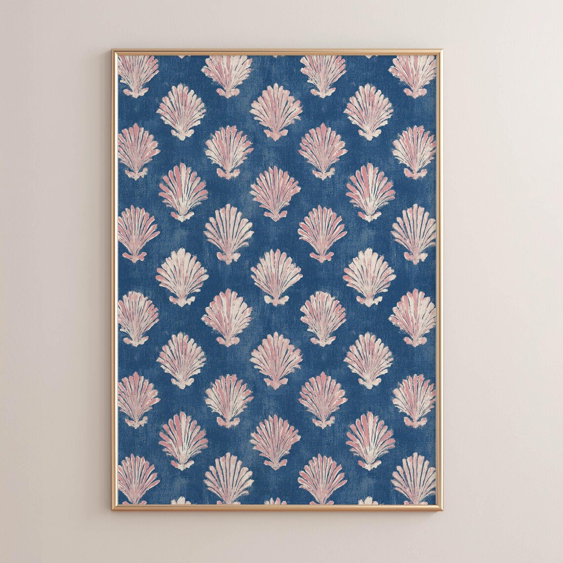 Nautical Seashell Pattern, Vintage Poster Print