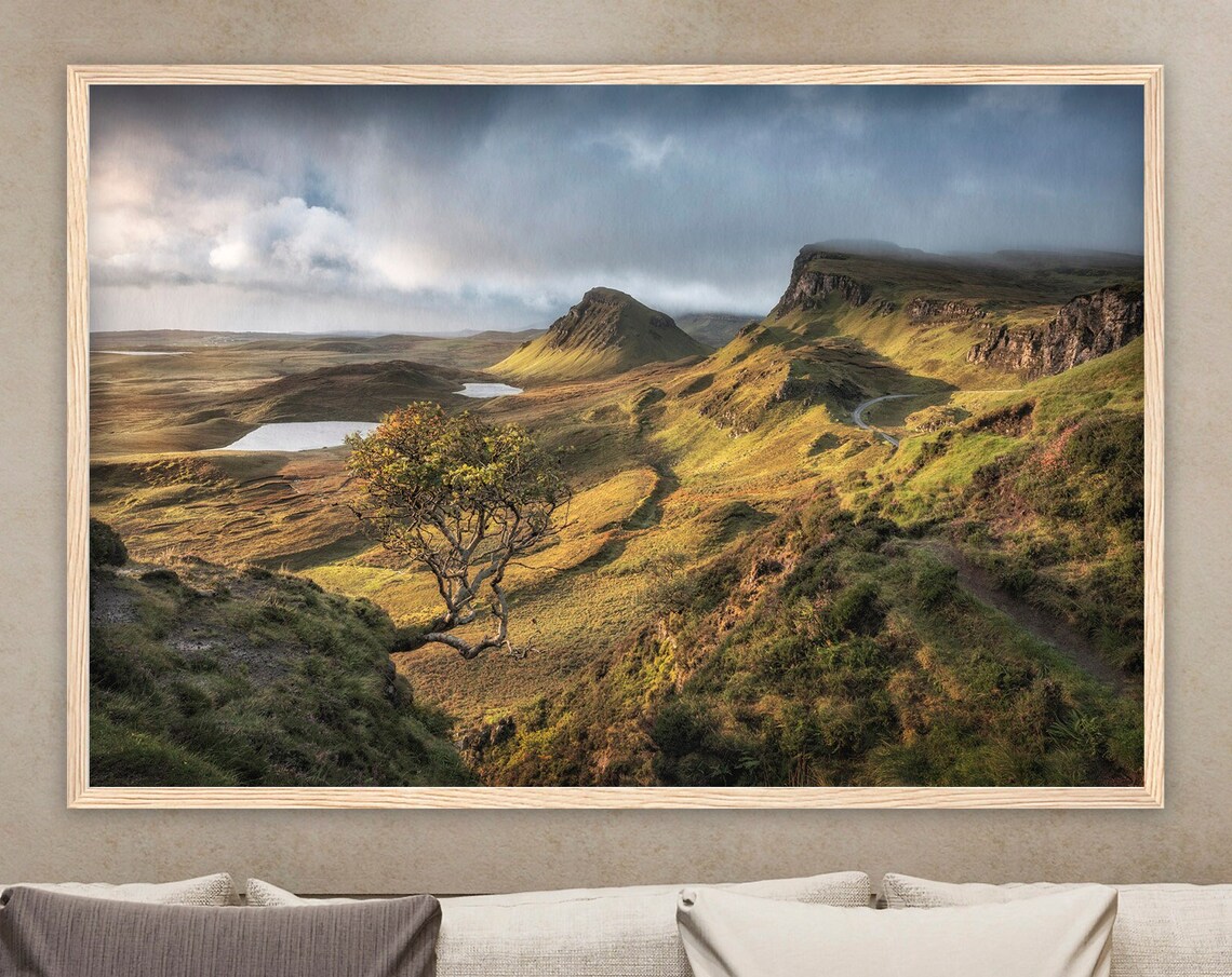 Isle Of Skye Scotland Highland Valley Lone Tree Golden Light Poster
