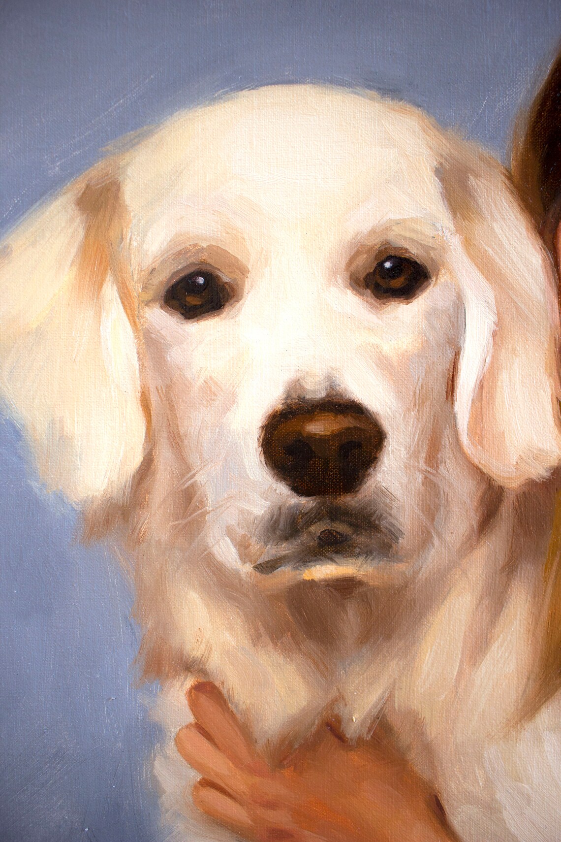 Woman with Golden Retriever Custom Oil Painting Pet Portrait Poster - Image 2