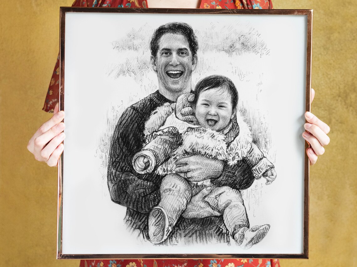 Custom Family Portrait Family Illustration Personalized Portrait Anniversary Gift Fathers Day Mothers Day Family Portrait