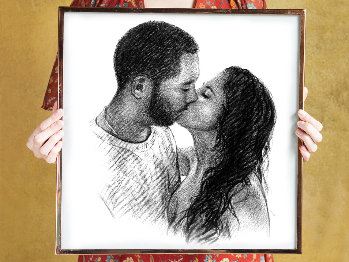 Charcoal Drawing Custom Wedding Anniversary Gift