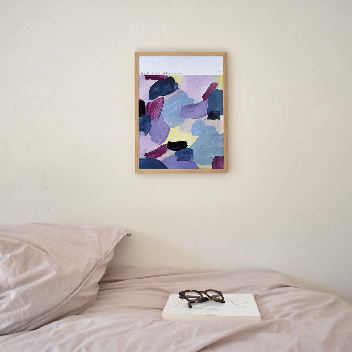 Sabrina Clausen Lavender Blue Maroon Abstract Brushstroke Poster - Image 2