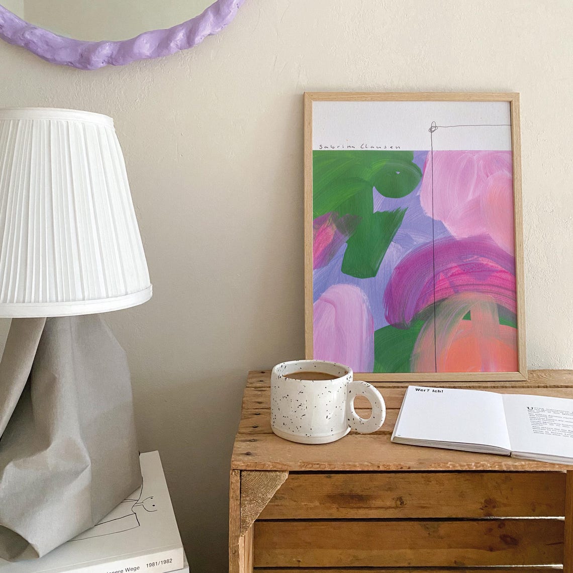 Original Abstract Painting Painting Hand Painted Living Room Modern Art Acrylic Painting Colorful Wall Painting Colorful Art Blue Pink Rose - Image 5