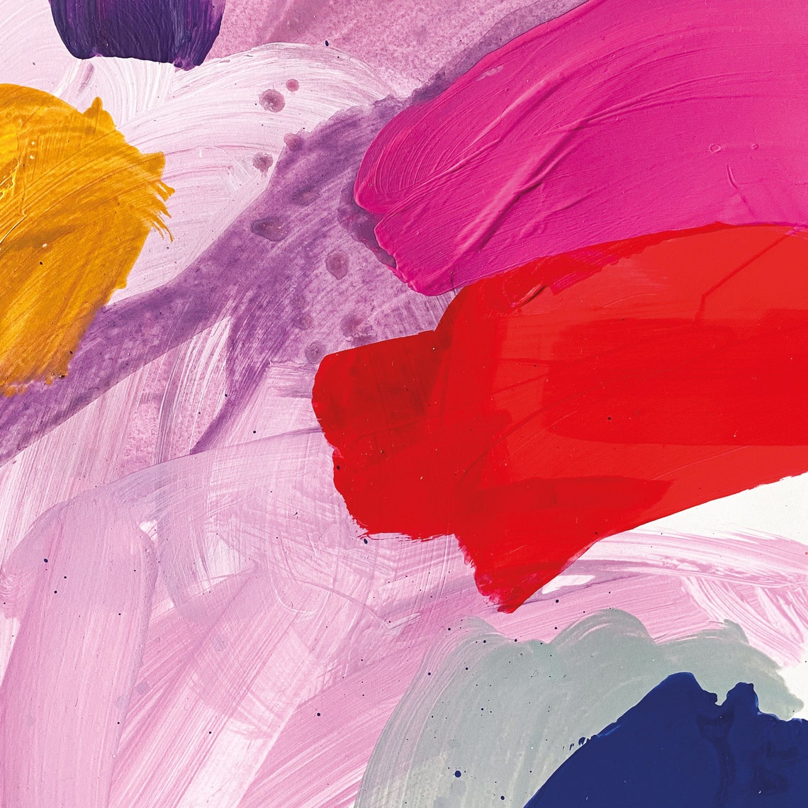 Sabrina Clausen Magenta Pink Ochre Red Abstract Brushstroke Wall Art - Image 4