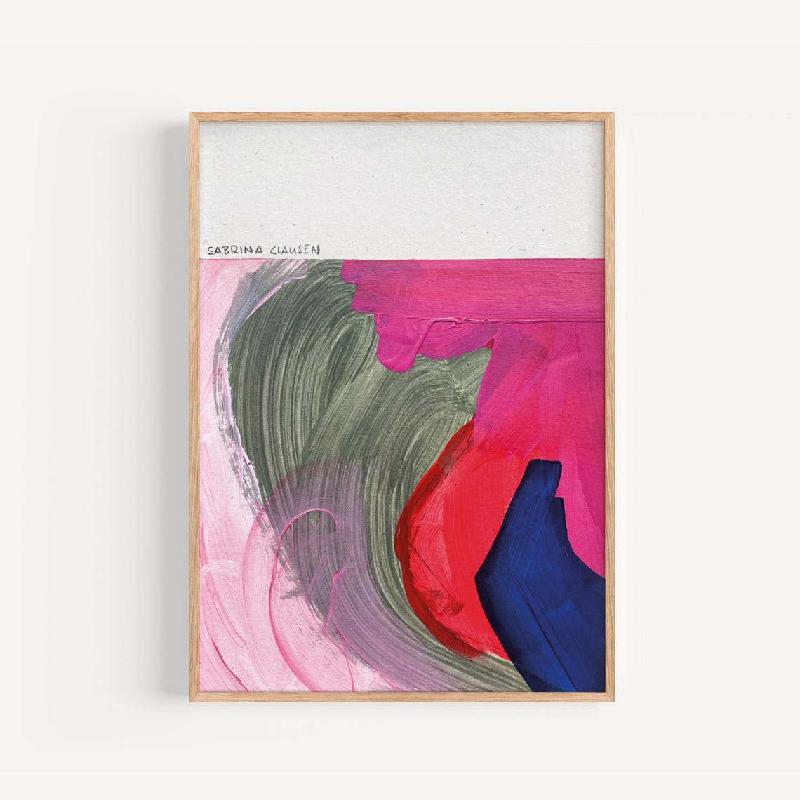 Sabrina Clausen Bold Pink and Olive Abstract Expressionist Poster