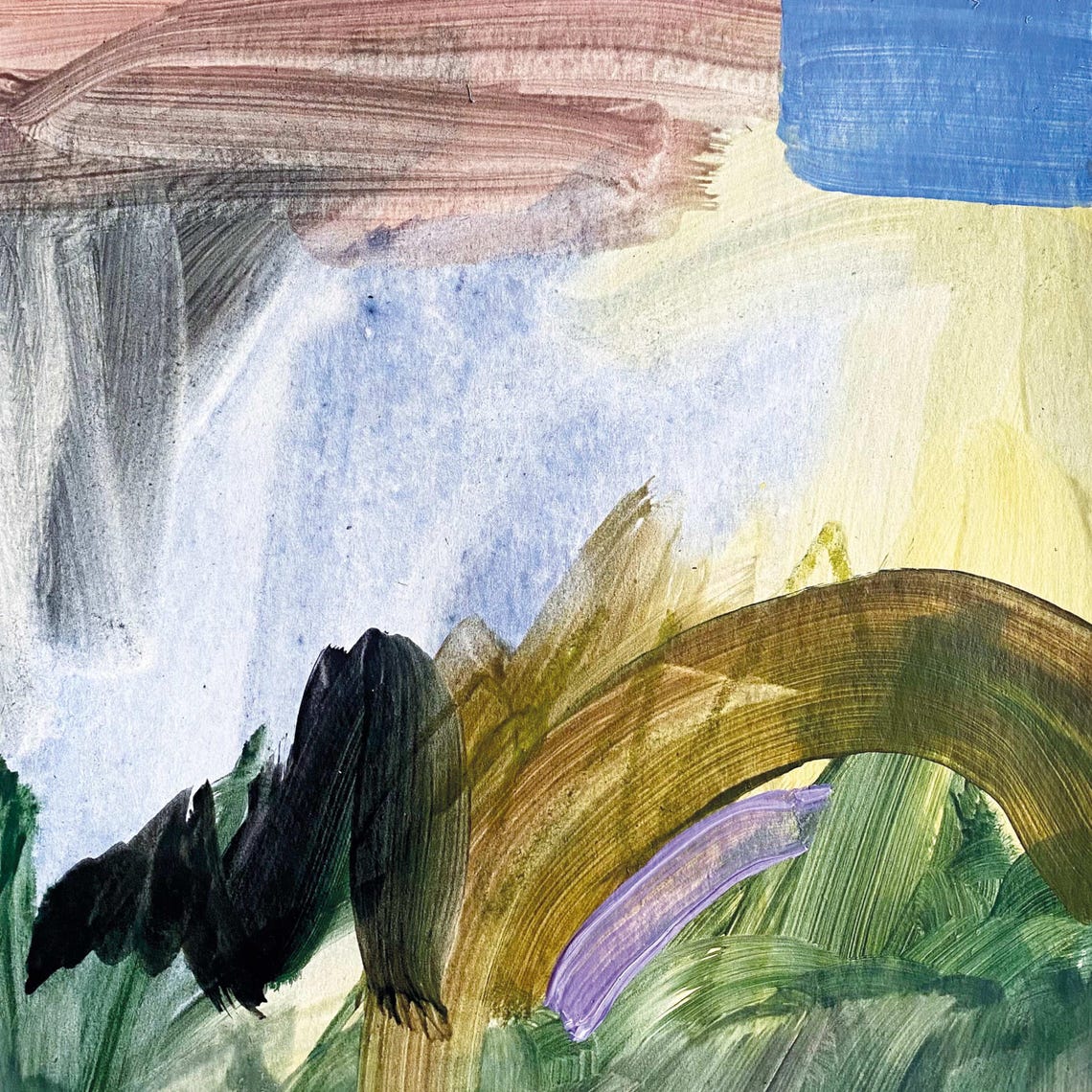 Sabrina Clausen Abstract Green Brushstroke Landscape Art Poster - Image 4