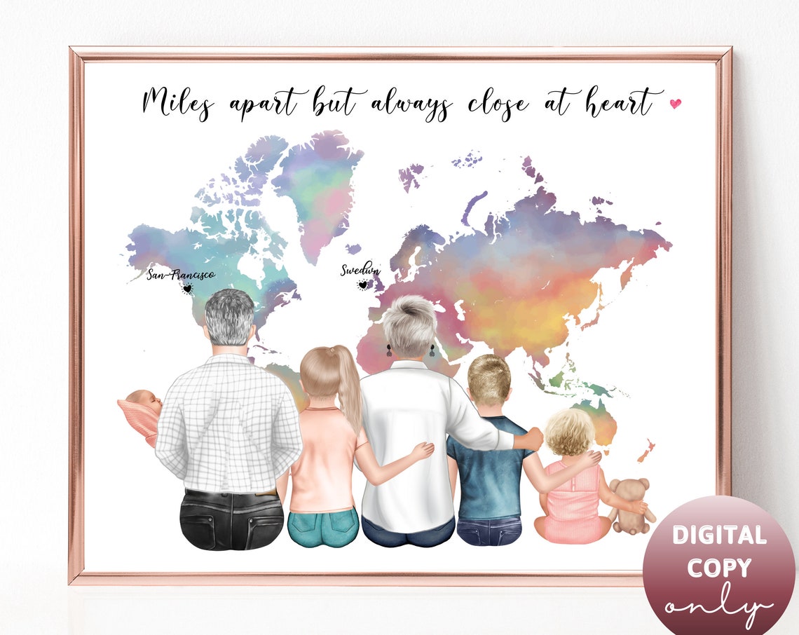 Grandparents Gift Personalized Gift Grandma Gift Mothers Day Gift Grandmother Print Family Portrait Gifts For Grandpa Long Distance Gifts 2