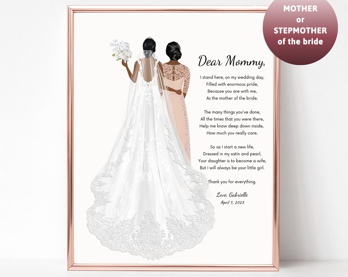 Mother Of The Bride Dear Mommy Wedding Day Poem Portrait Poster