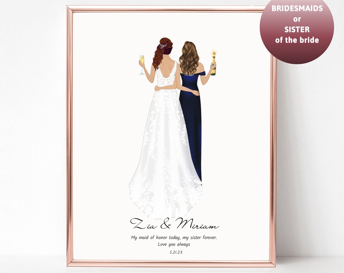 Bridesmaid Sister Of The Bride Champagne Toast Wedding Portrait Poster