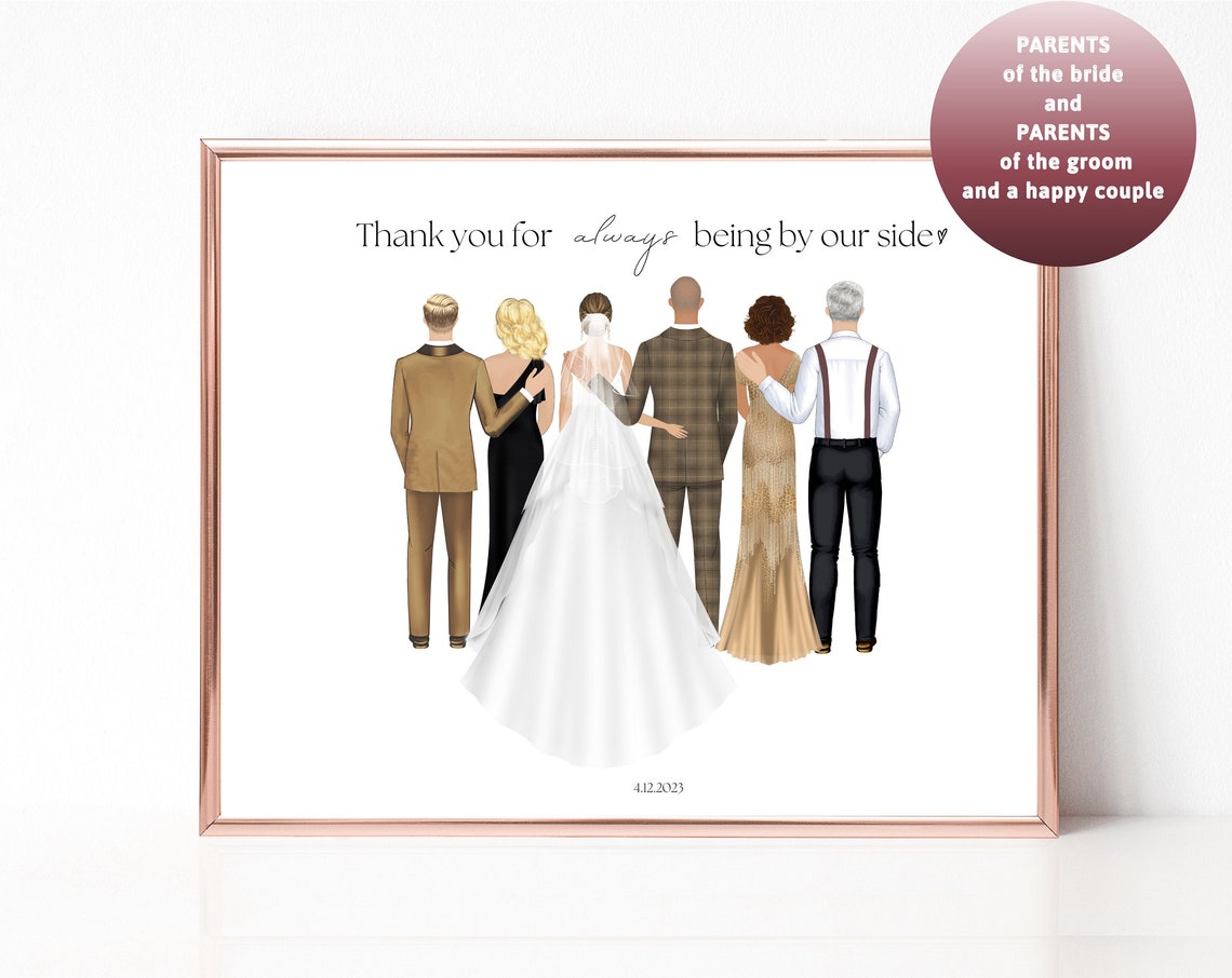 Parents Of The Bride Gift Father Of The Bride Gift Parents Of The Groom Wedding Gift Bride And Parents Portrait Art Wedding Family Portrait