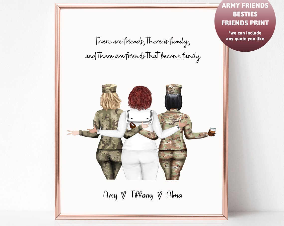 Military Sisters Army Friends Custom Friendship Gift Tribute Poster