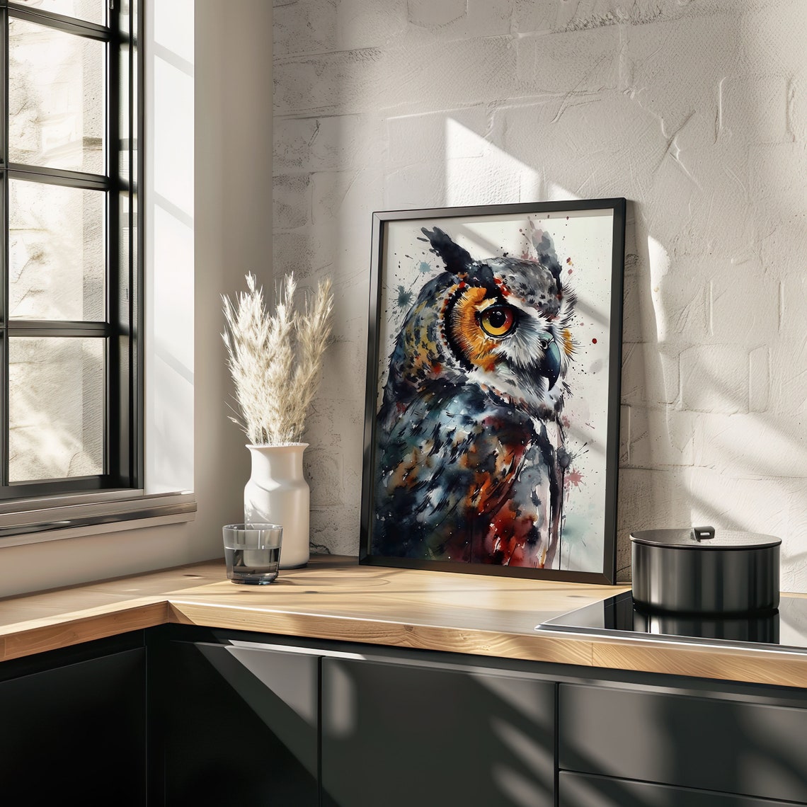 Owl Painting Wall Art Poster Gift Watercolor Colorful Animal Painting Illustration Nature Wall Art Home Decor Watercolor Print - Image 3