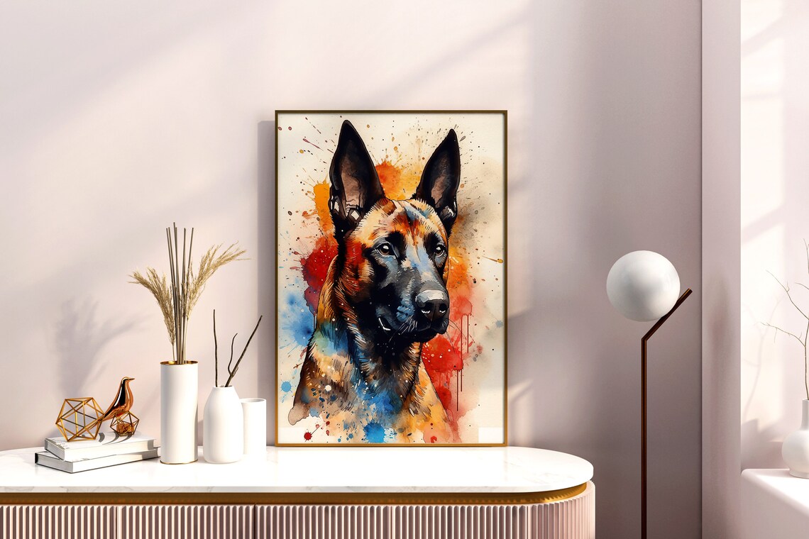 Belgian Malinois Watercolor Dog Portrait Loyal Pet Art Poster - Image 5